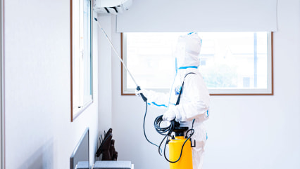 室内消毒の様子